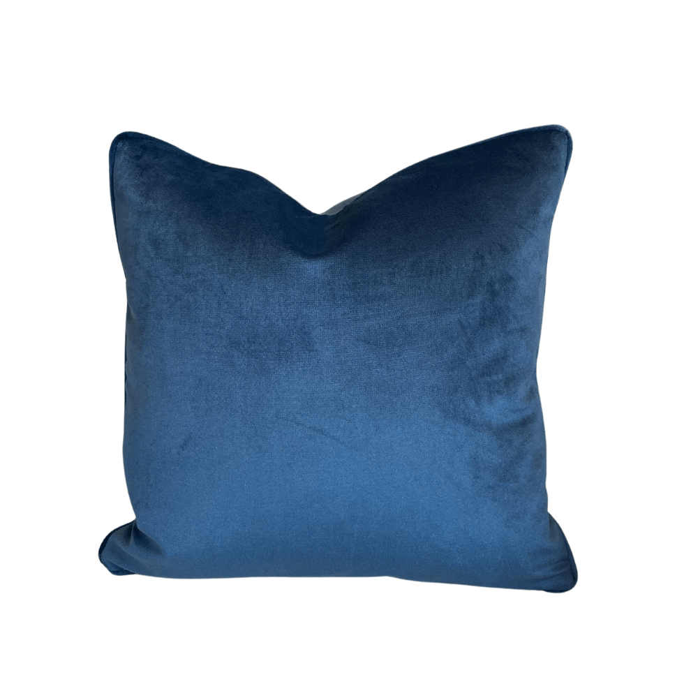 Navy blue velvet store cushions