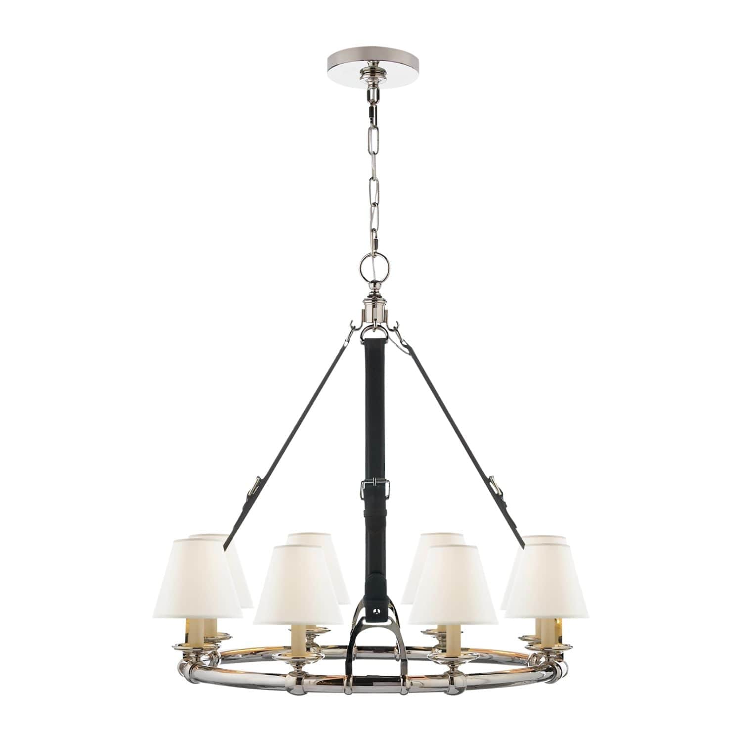 Ralph Lauren Chandelier Ralph Lauren Westbury Chandelier in Polished Nickel & Black Leather