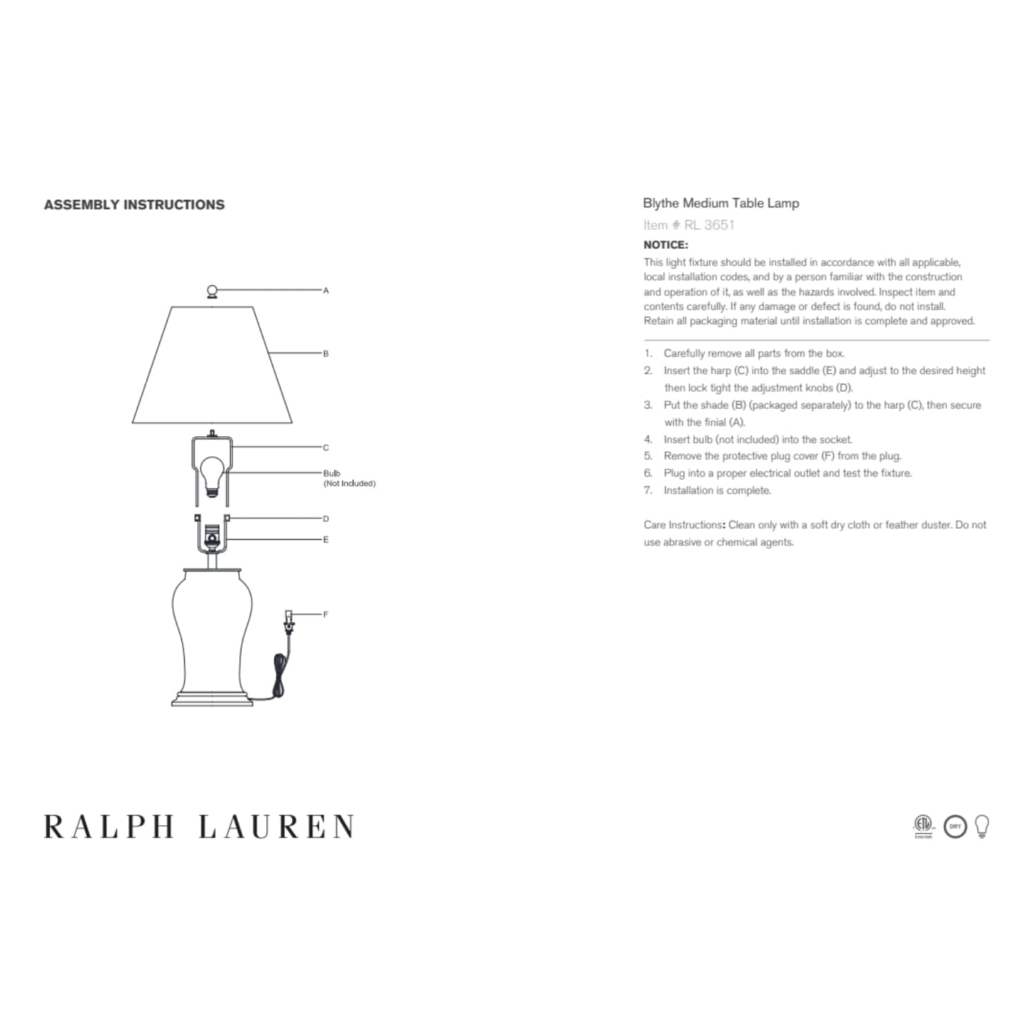 Ralph Lauren Table Lamp Ralph Lauren Blythe Medium Table Lamp