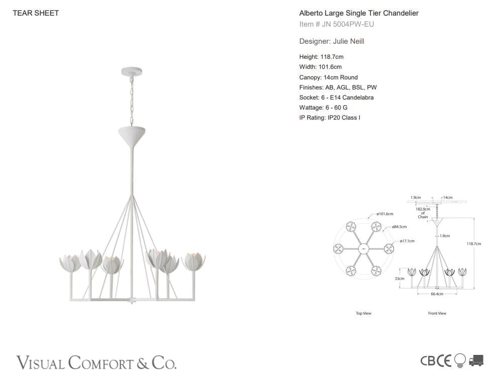 Visual Comfort & Co Chandelier Alberto Large Single Tier Chandelier