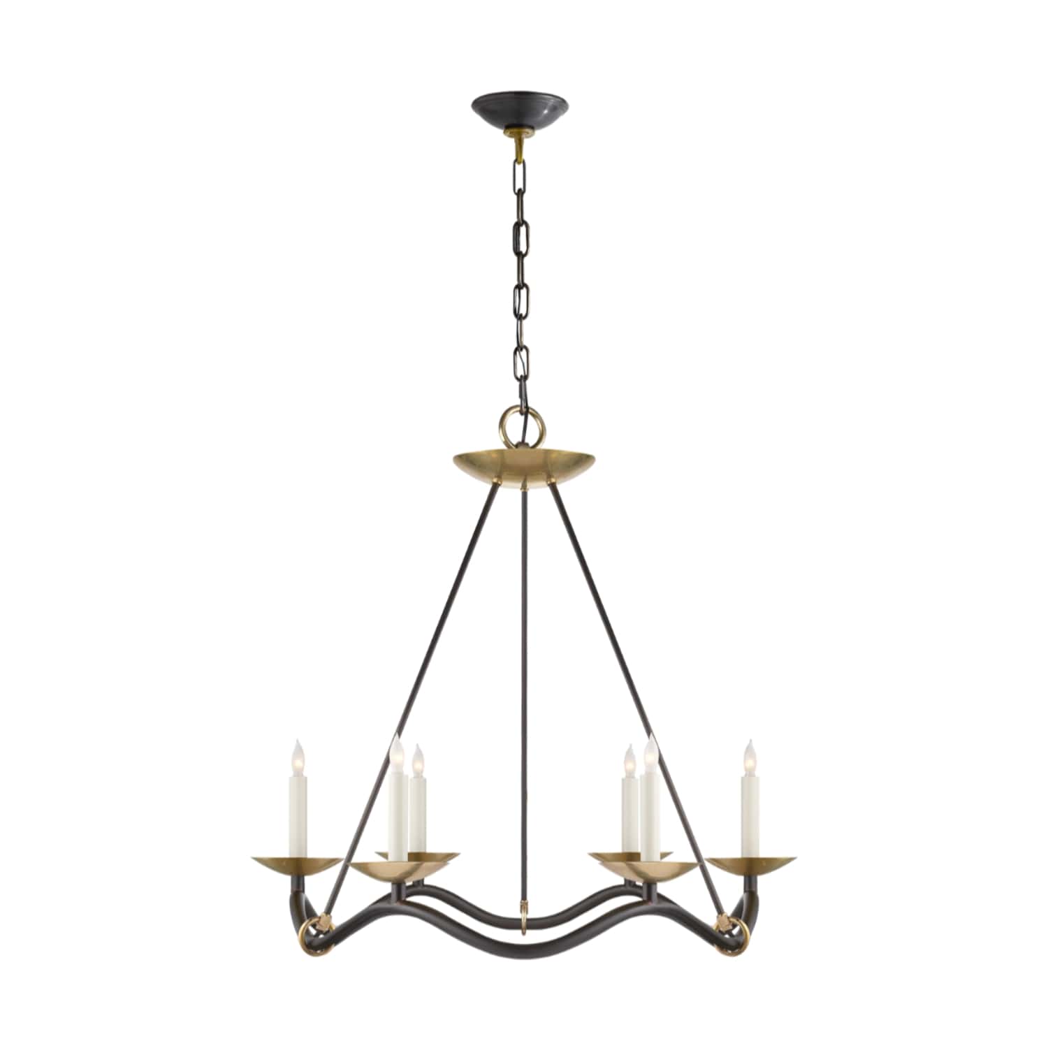 Visual Comfort & Co Chandelier Choros Chandelier in Aged Iron with Hand-Rubbed Brass