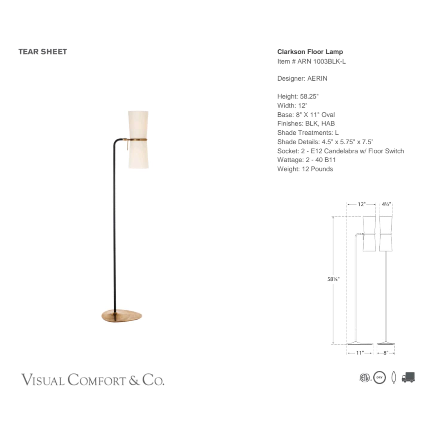 Visual Comfort & Co Floor Lamp Clarkson Floor Lamp