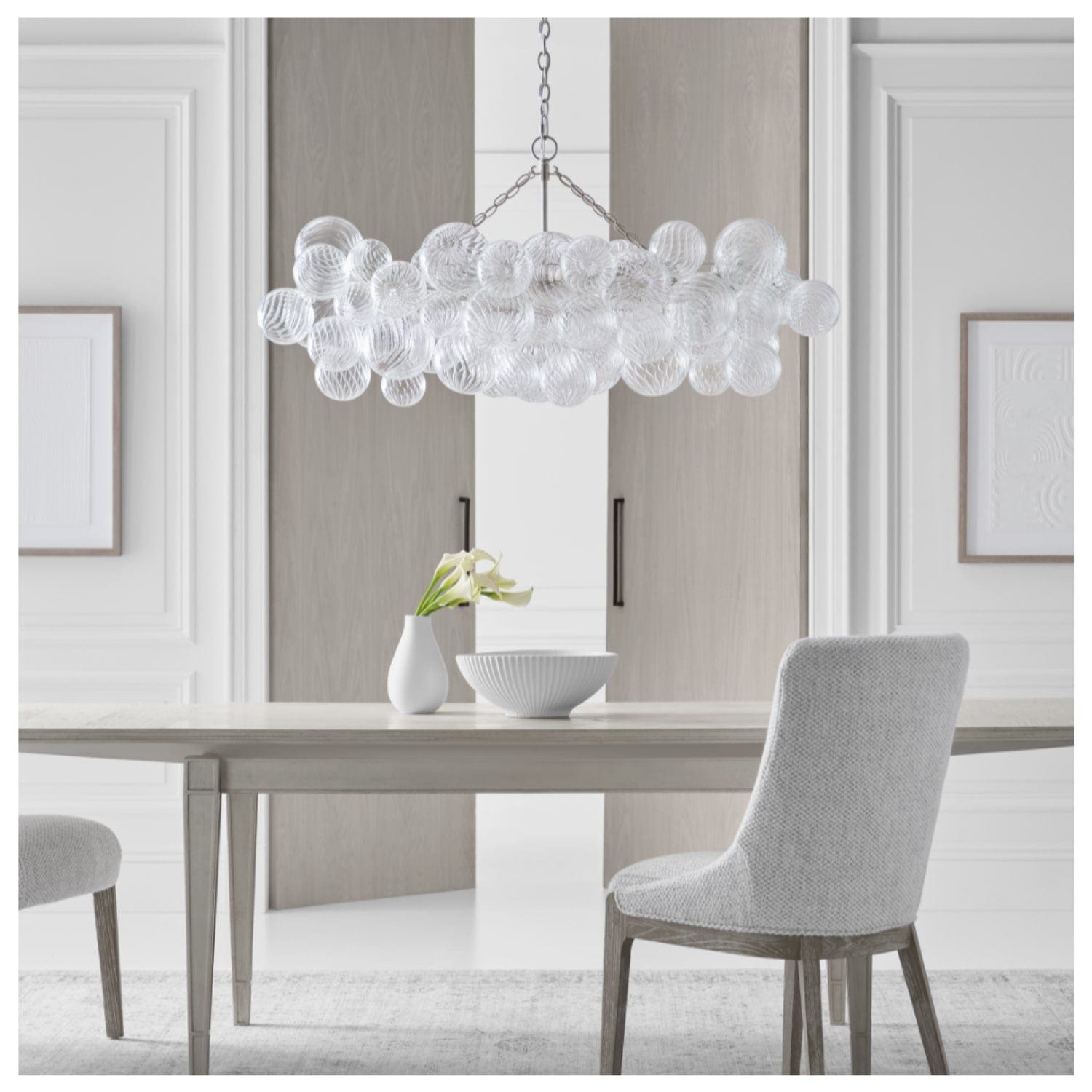 Visual Comfort & Co Linear Talia Medium Linear Chandelier with Clear Swirled Glass 2 Finishes