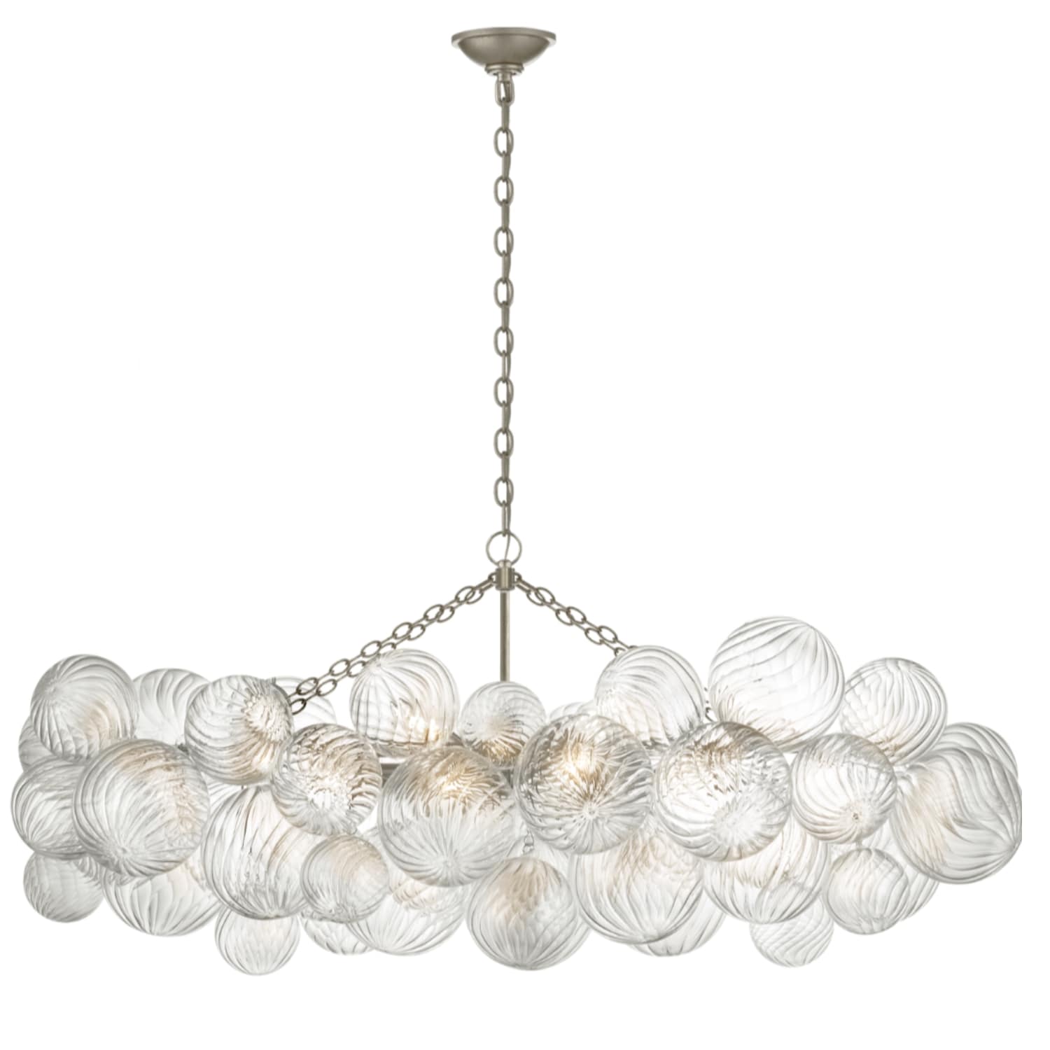 Visual Comfort & Co Linear Talia Medium Linear Chandelier with Clear Swirled Glass 2 Finishes