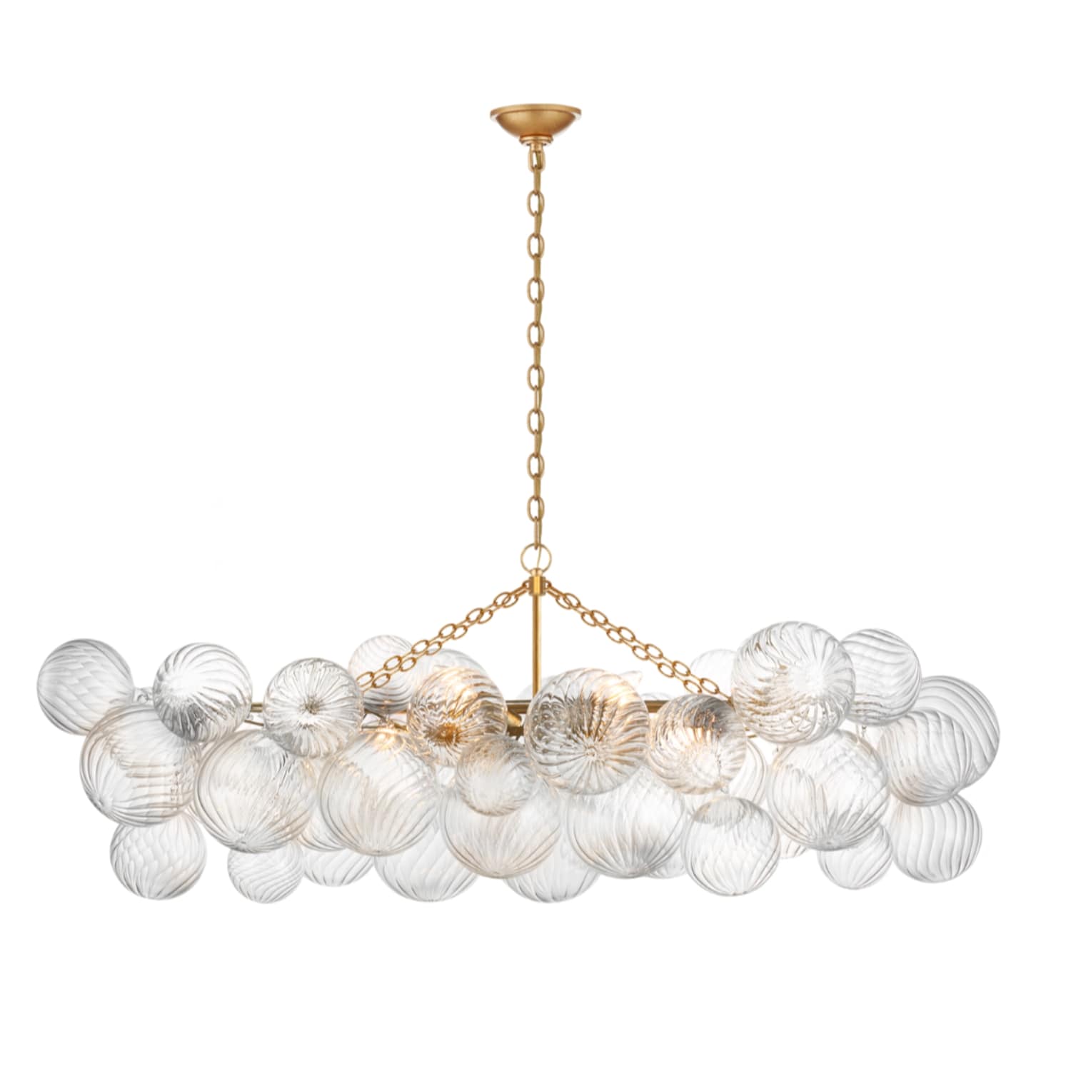 Visual Comfort & Co Linear Talia Medium Linear Chandelier with Clear Swirled Glass 2 Finishes