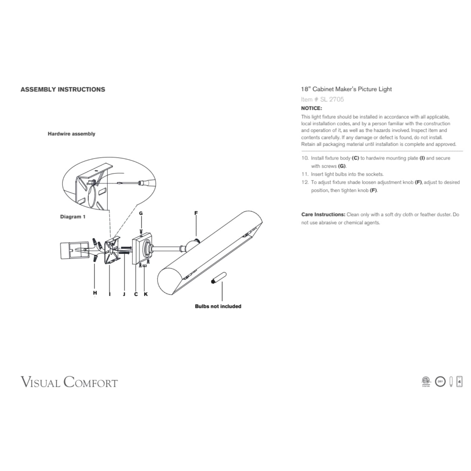 Visual Comfort & Co Sconces 18" Cabinet Maker's Picture Light