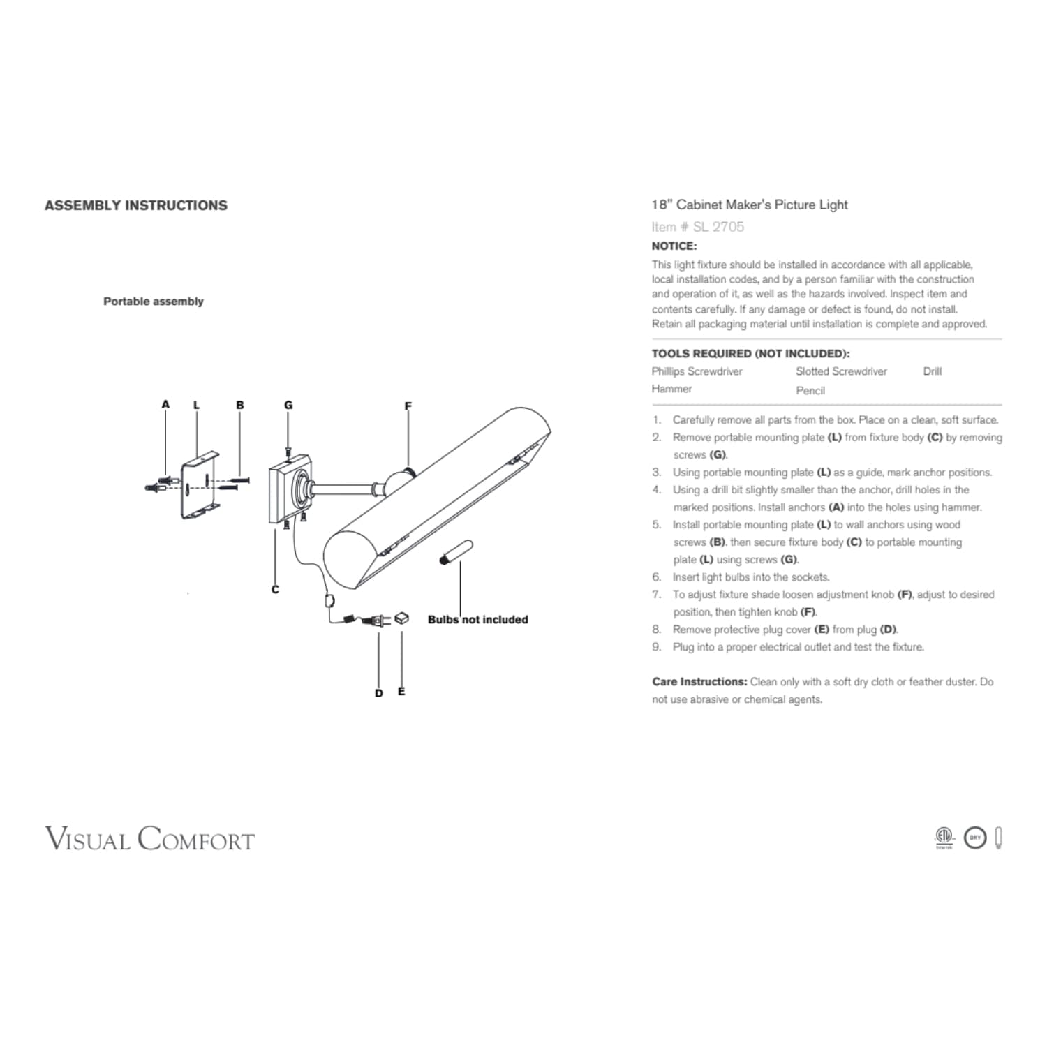 Visual Comfort & Co Sconces 18" Cabinet Maker's Picture Light