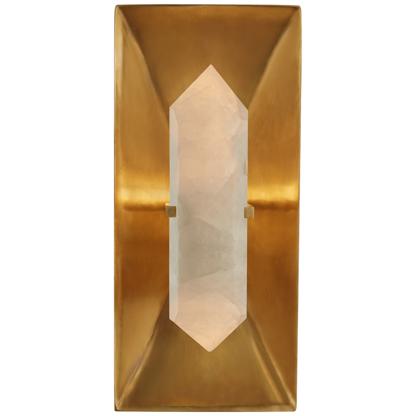 Visual Comfort & Co Sconces Halcyon Rectangle Sconce in Antique Brunished Brass & Quartz