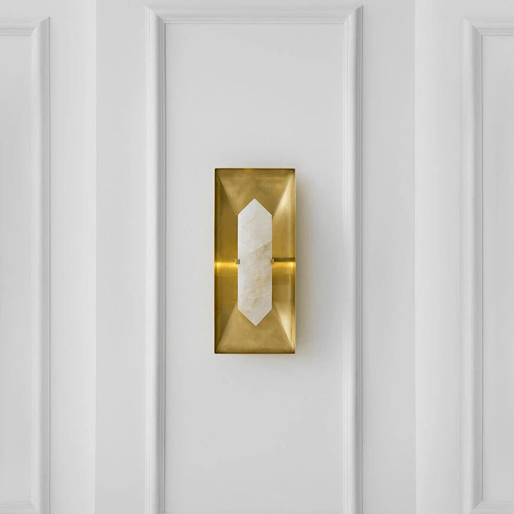 Visual Comfort & Co Sconces Halcyon Rectangle Sconce in Antique Brunished Brass & Quartz