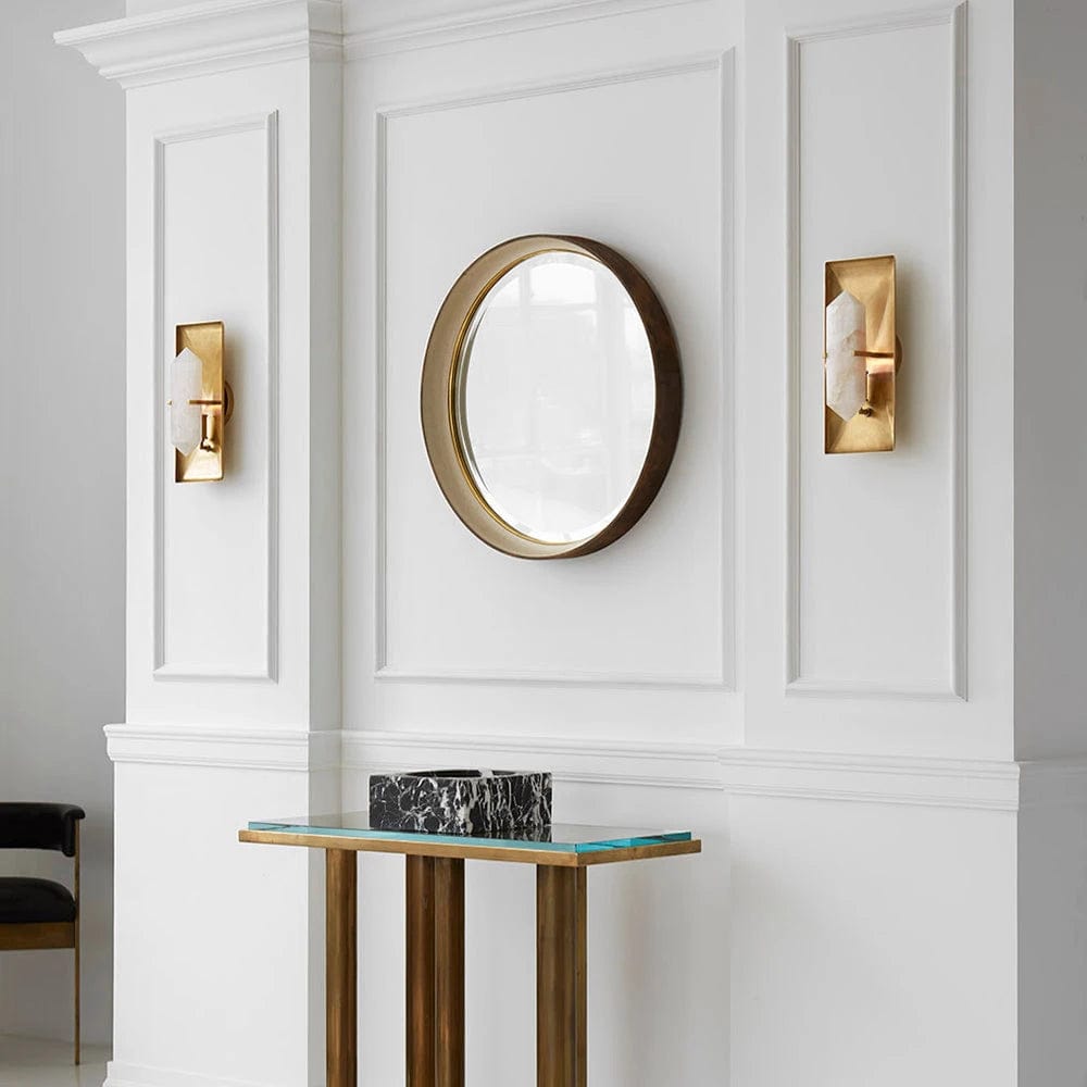 Visual Comfort & Co Sconces Halcyon Rectangle Sconce in Antique Brunished Brass & Quartz