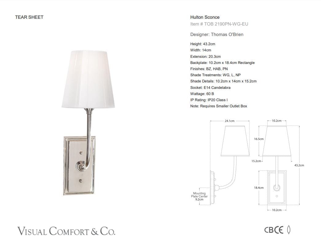 Visual Comfort & Co Wall Sconce Hulton Sconce