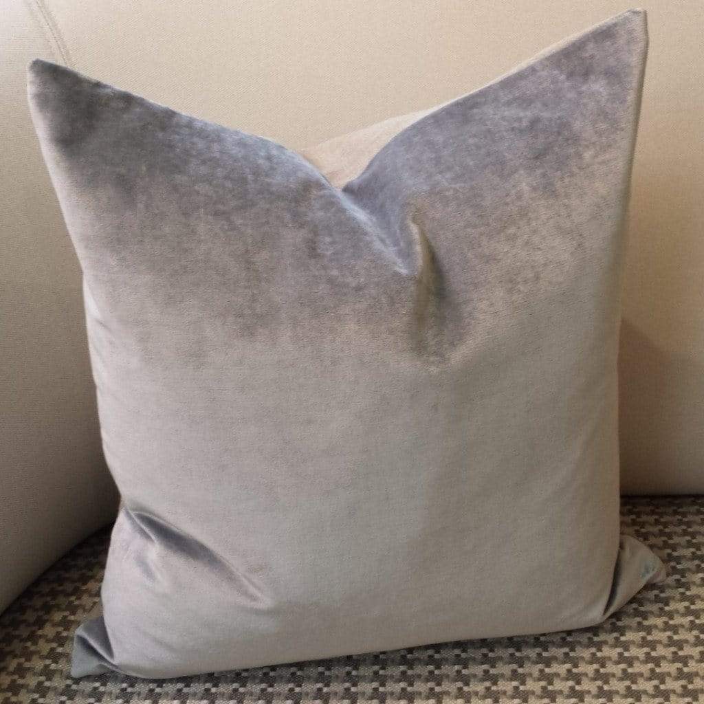 Silver velour outlet cushions